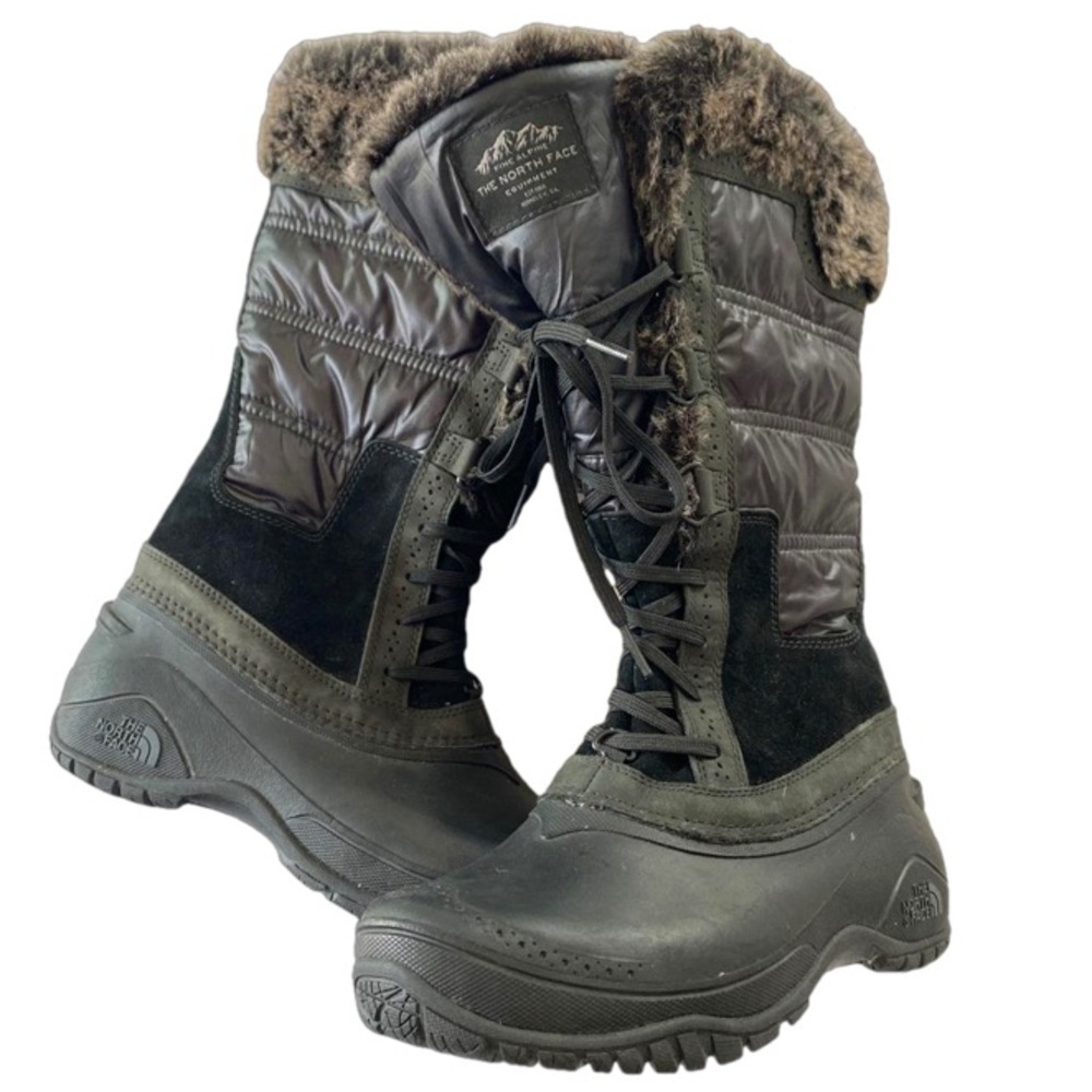 The North Face Womens Shellista II Tall Insulated Winter Boots Black Fur 6.5